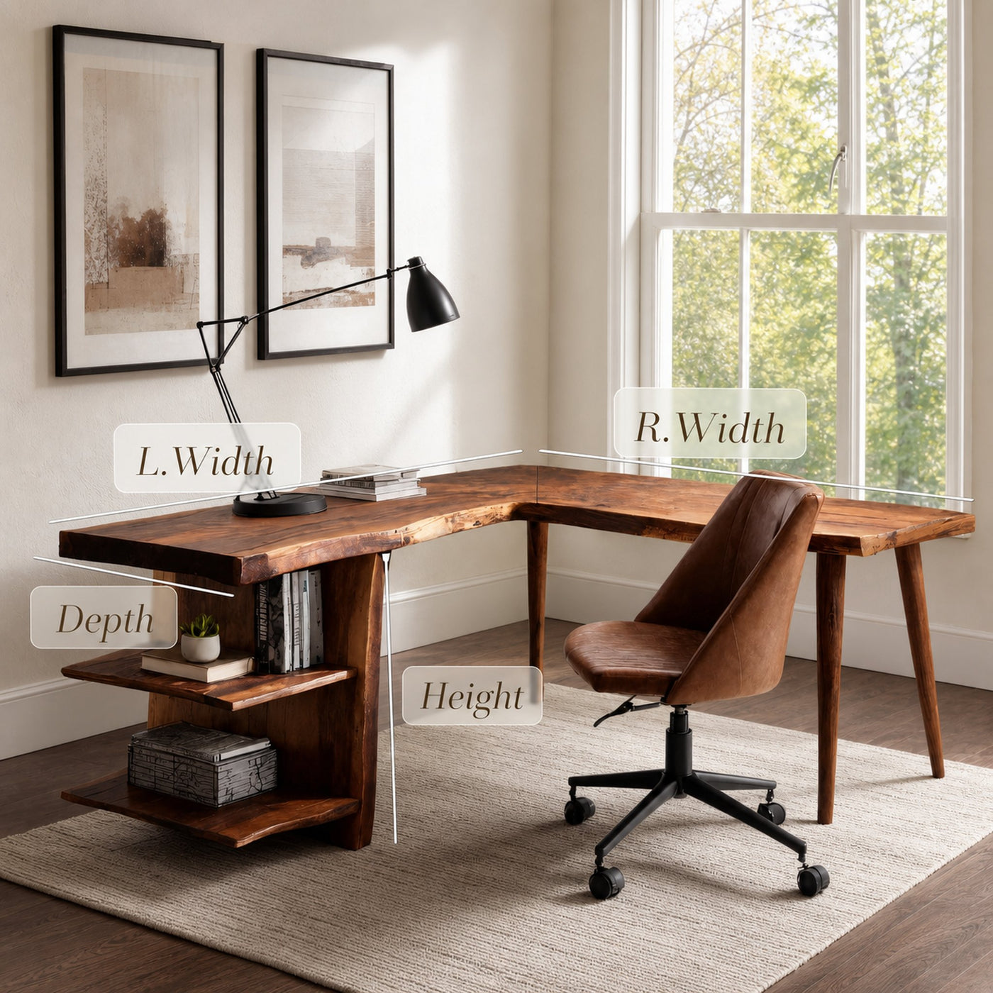 Modern L-Shaped Desk With Built-in Shelves For Workspace - product view 6