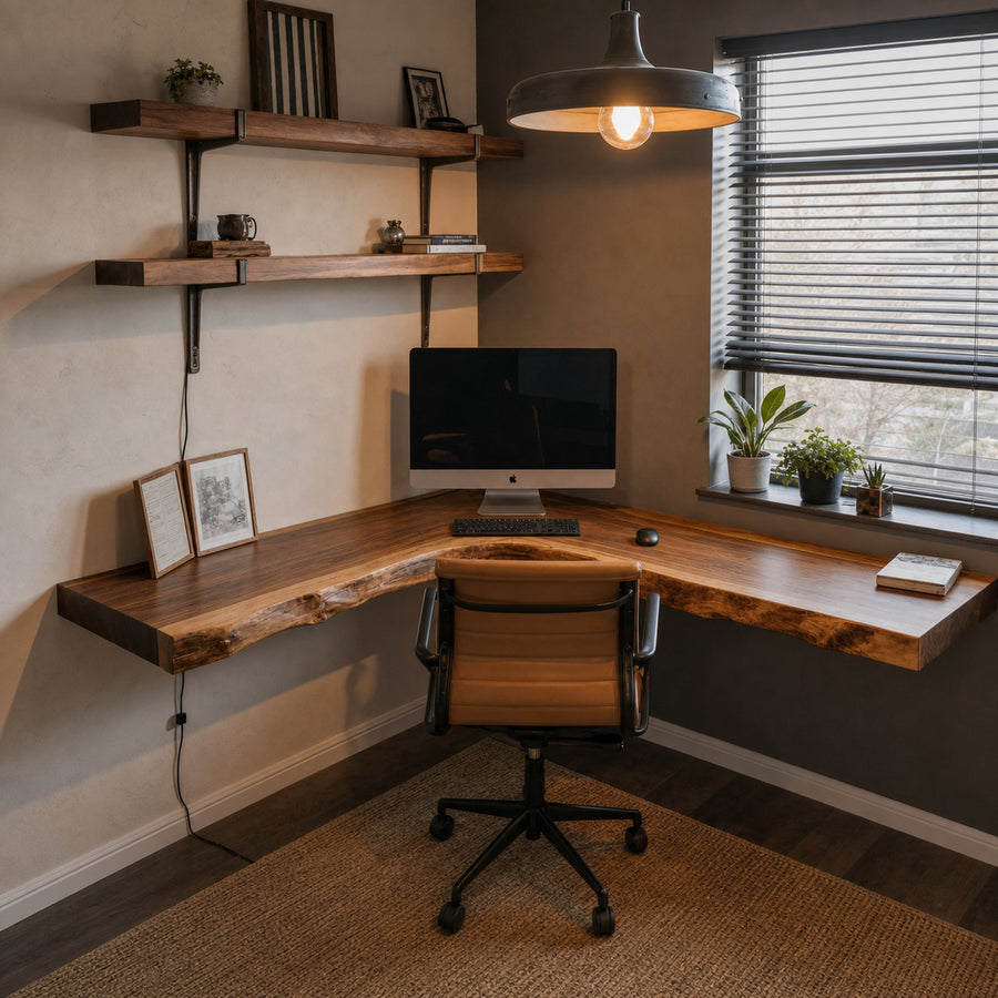 Modern Live Edge Corner Desk For Home Office
