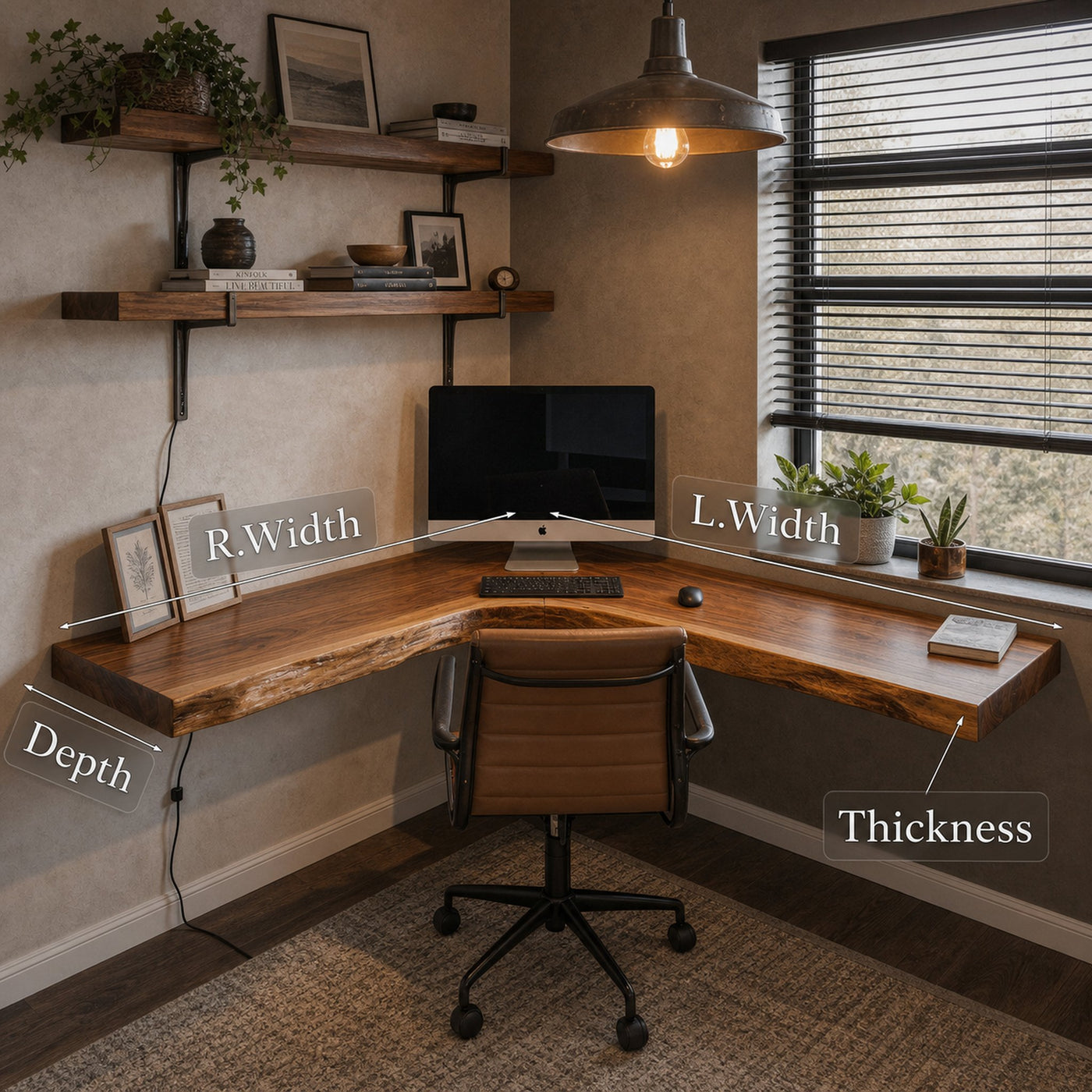Modern Live Edge Corner Desk For Home Office - product view 6