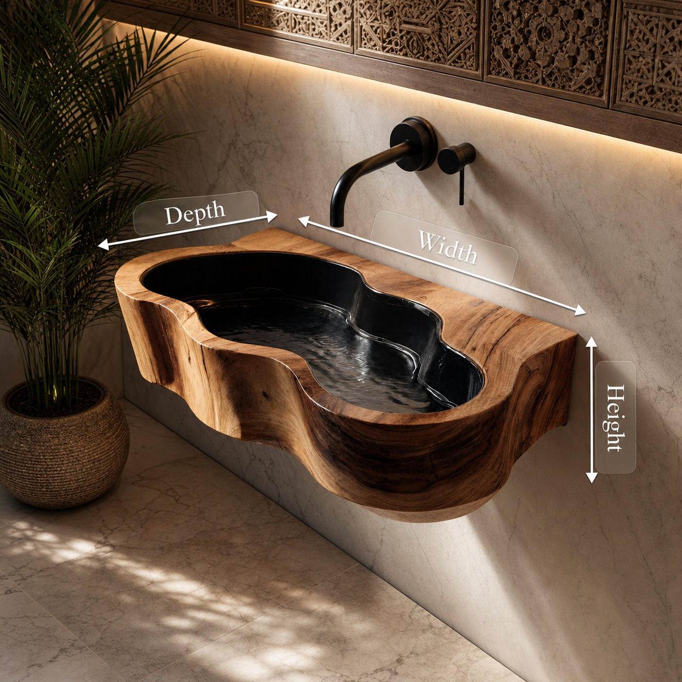 Modern Live Edge Wood Basin For Contemporary Bathroom Interior Design - product view 8