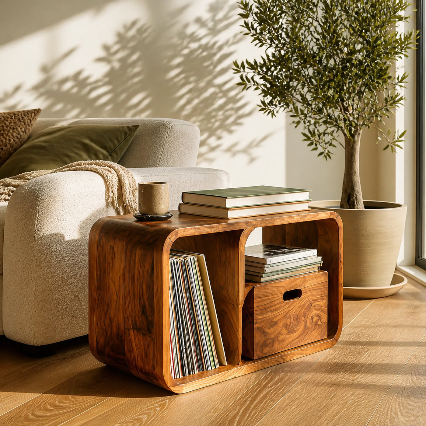 Modern Minimal Wooden Side Table For Living Room