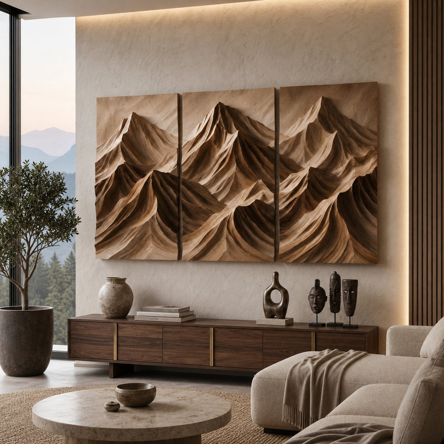 Modern Mountain Relief Wall Art For Lounge Interior