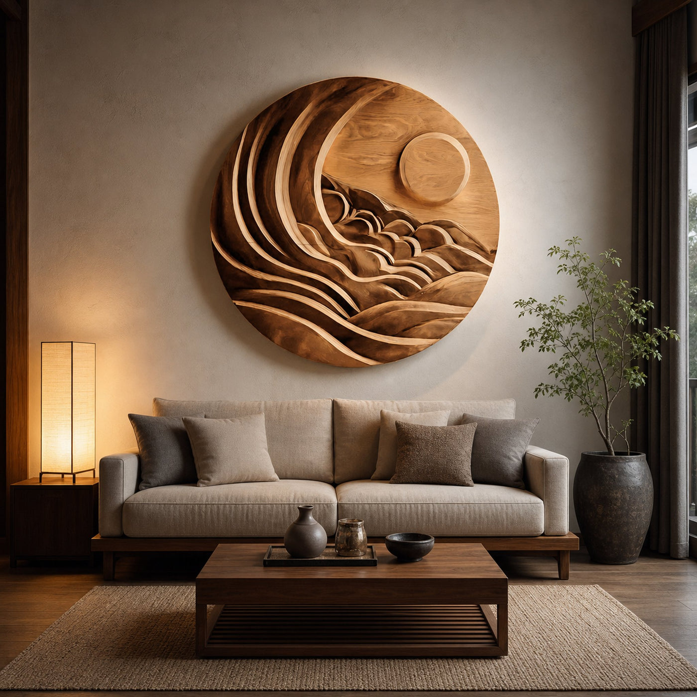 Modern Mountain Sun Wall Art Sculpture For Living Room - product view 4