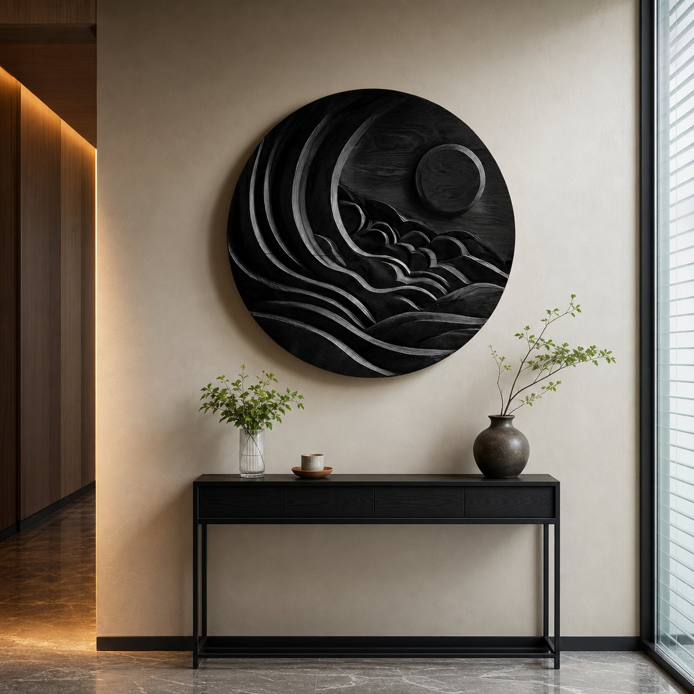 Modern Mountain Sun Wall Art Sculpture For Living Room - product view 7