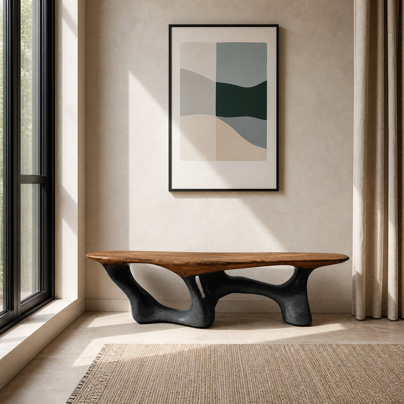 Modern Natural Wood Bench For Living Room Decor