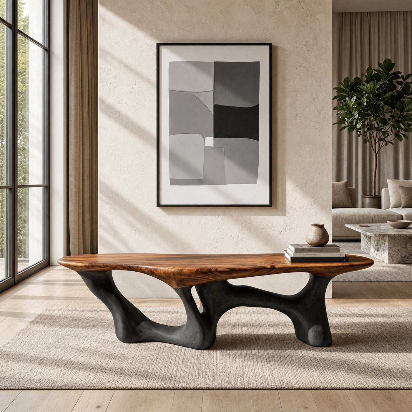 Modern Natural Wood Bench For Living Room Decor - product view 7