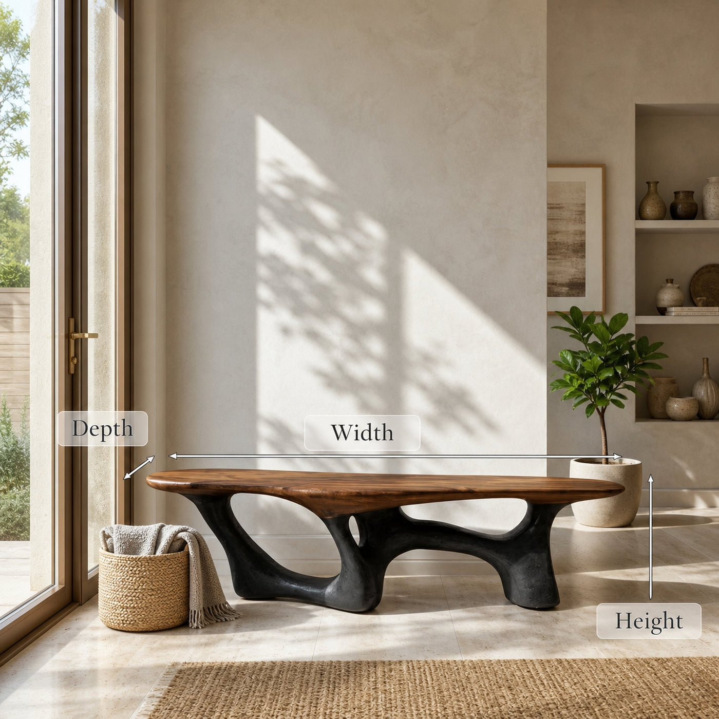 Modern Natural Wood Bench For Living Room Decor - product view 8