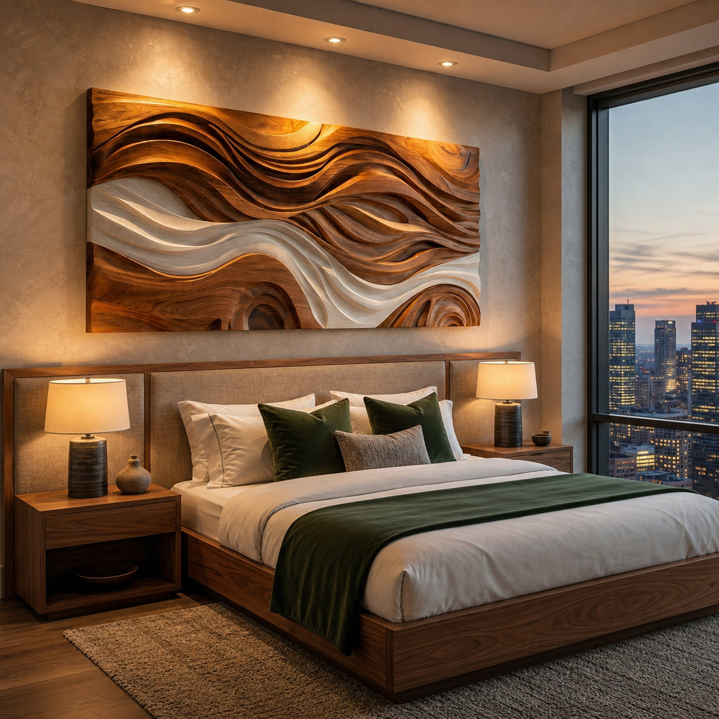 Modern Natural Wood Wall Art Wave Design For Living Room - product view 6