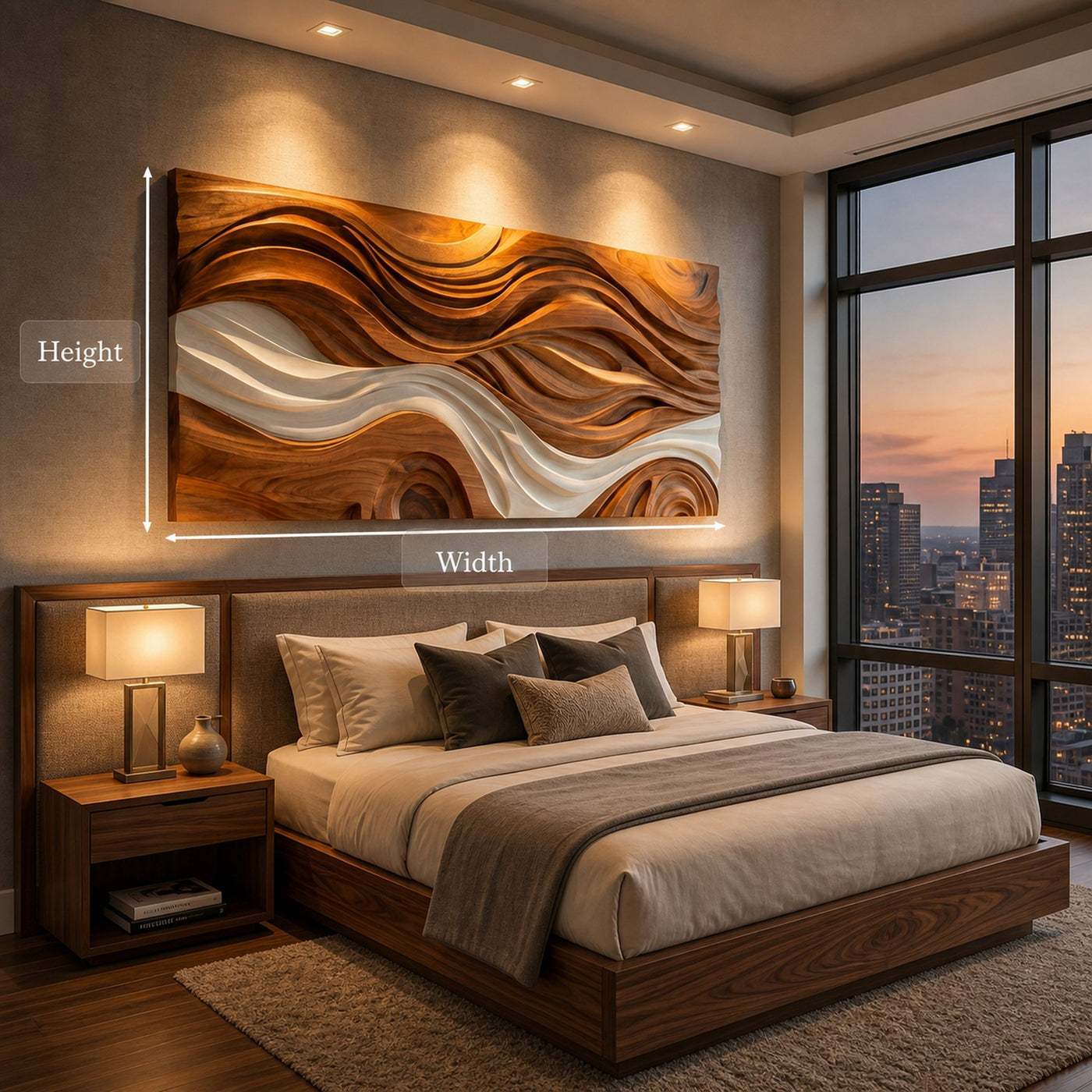 Modern Natural Wood Wall Art Wave Design For Living Room - product view 7