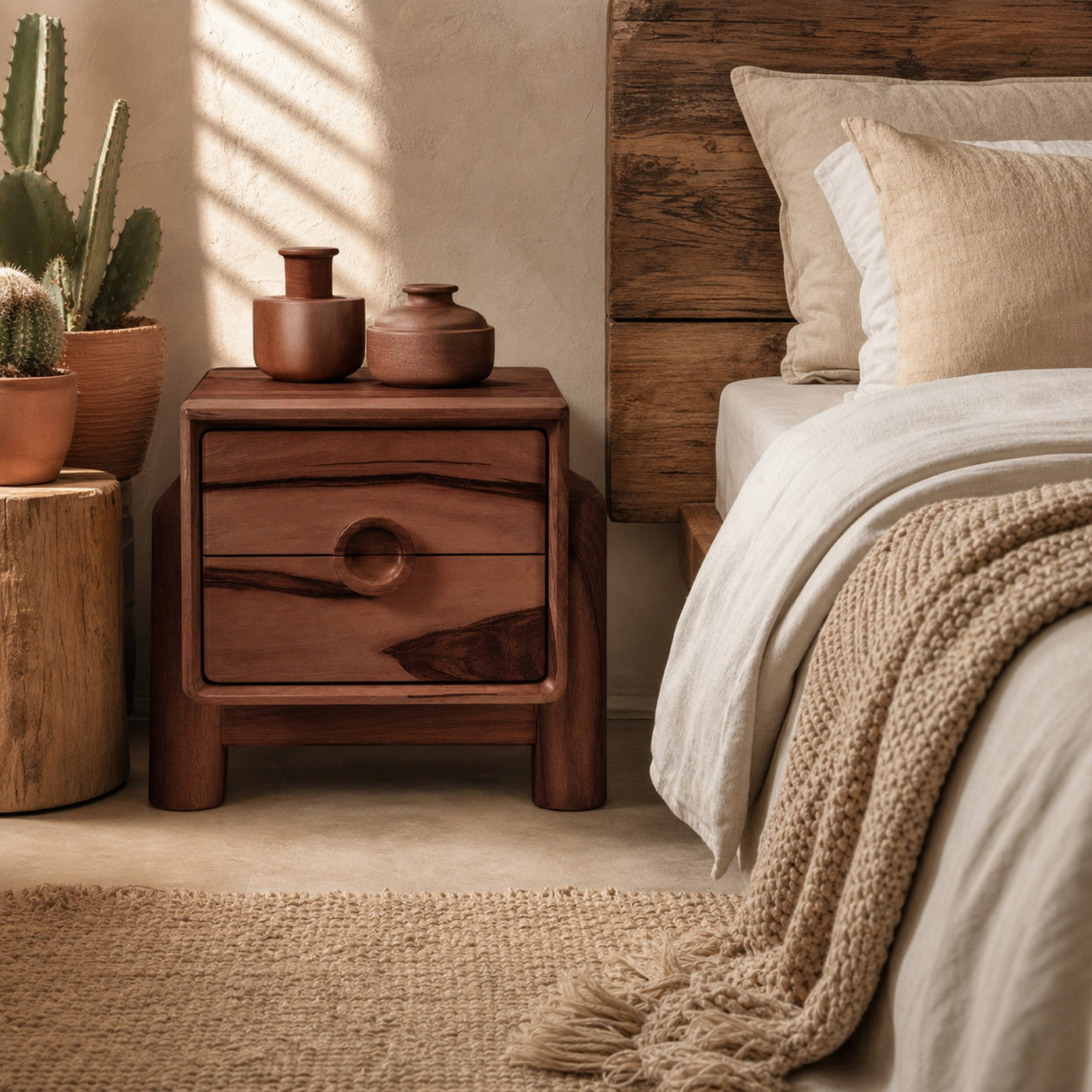 Modern Nightstand With Round Handle Bedside Table For Bedroom And Living Room - product view 7