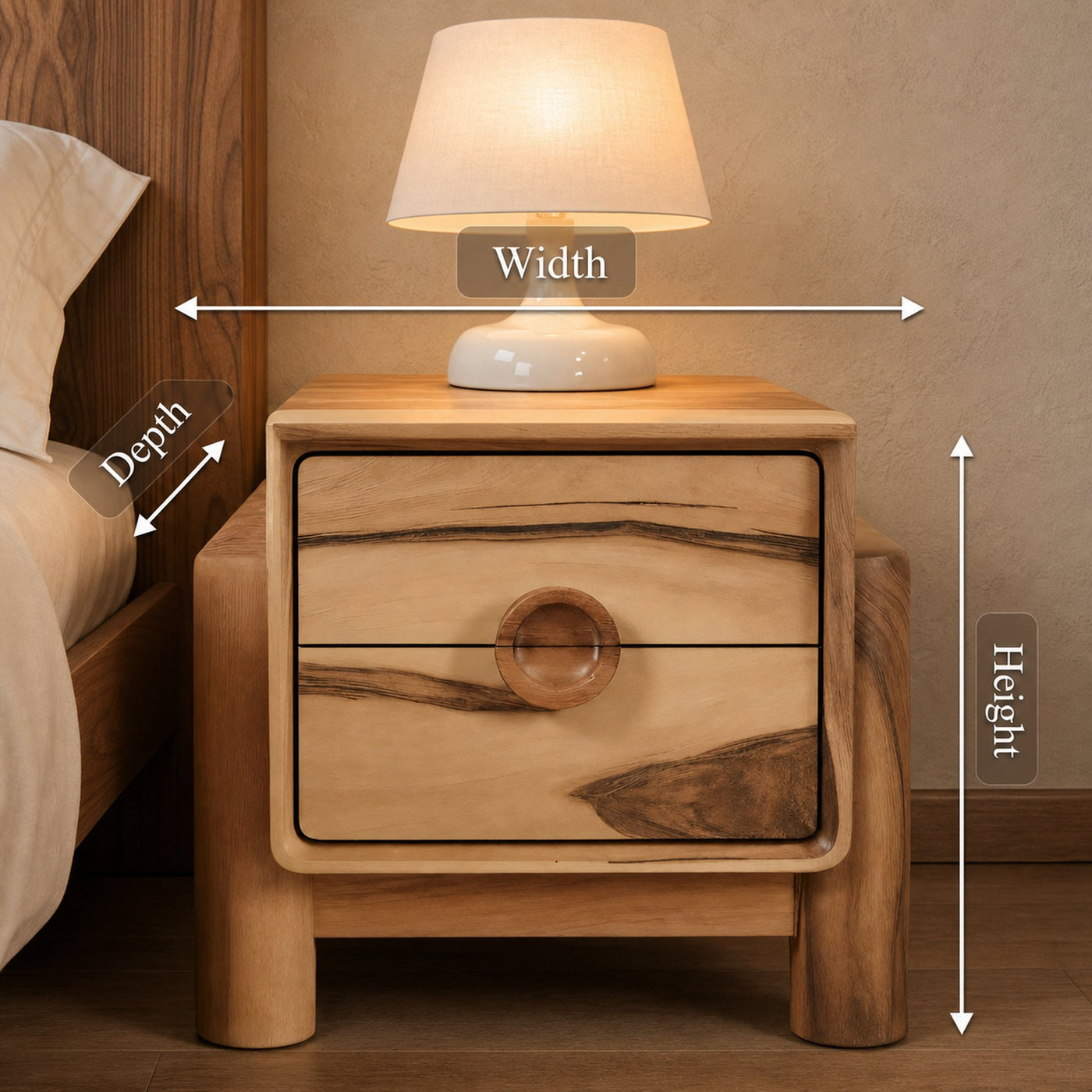 Modern Nightstand With Round Handle Bedside Table For Bedroom And Living Room - product view 8