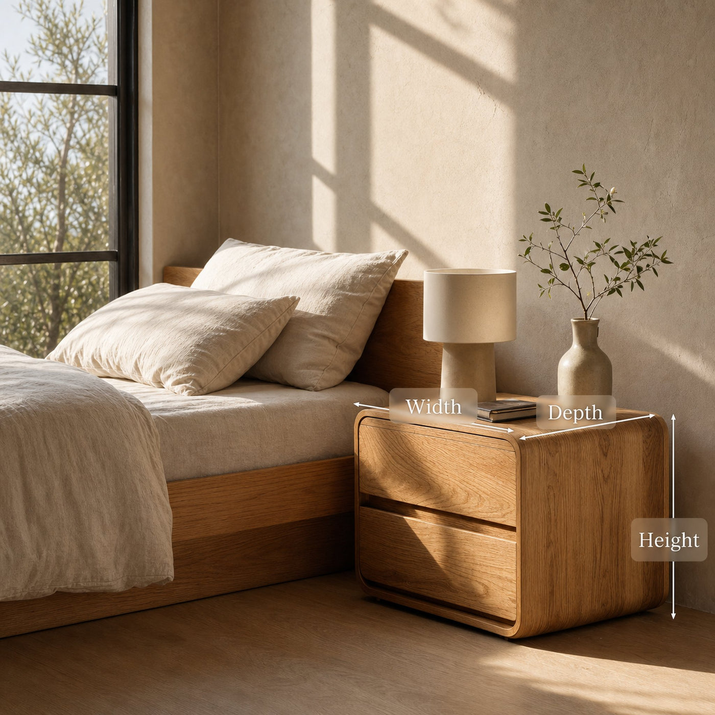 Modern Nightstand With Rounded Edges For Bedroom - product view 6
