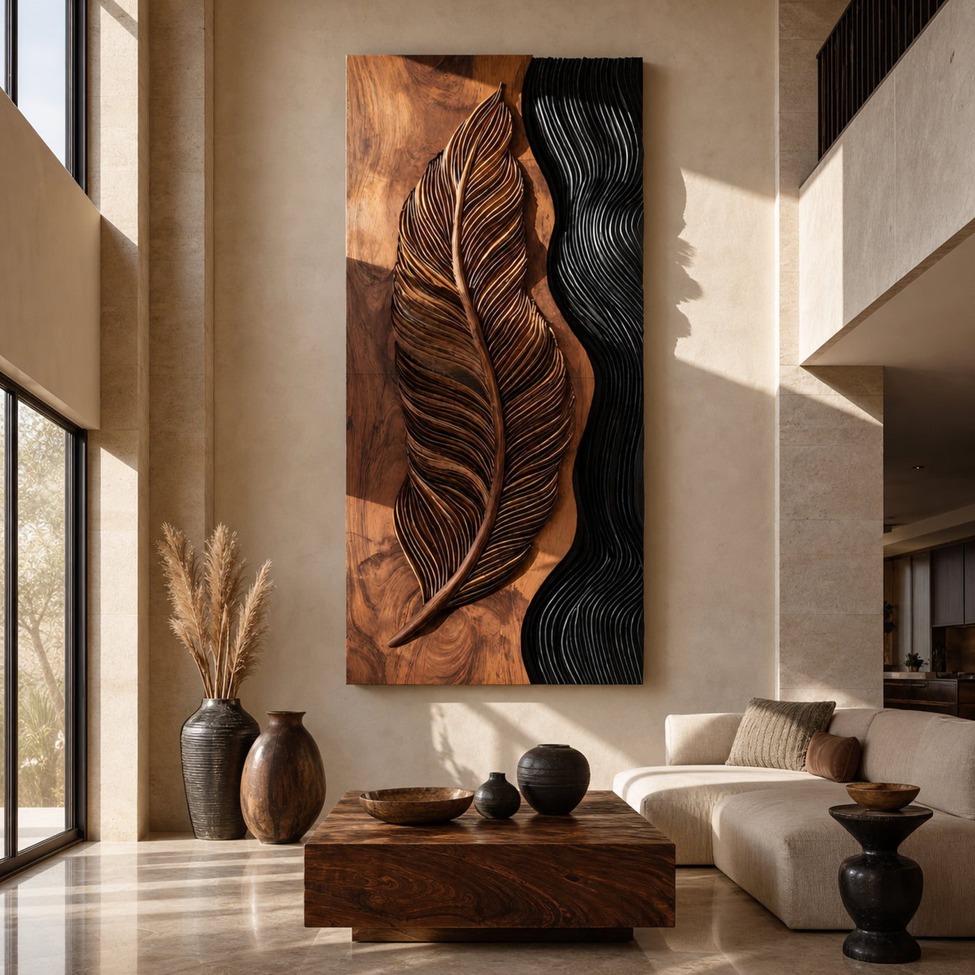 Modern Organic Feather Wall Art For Interior Accent