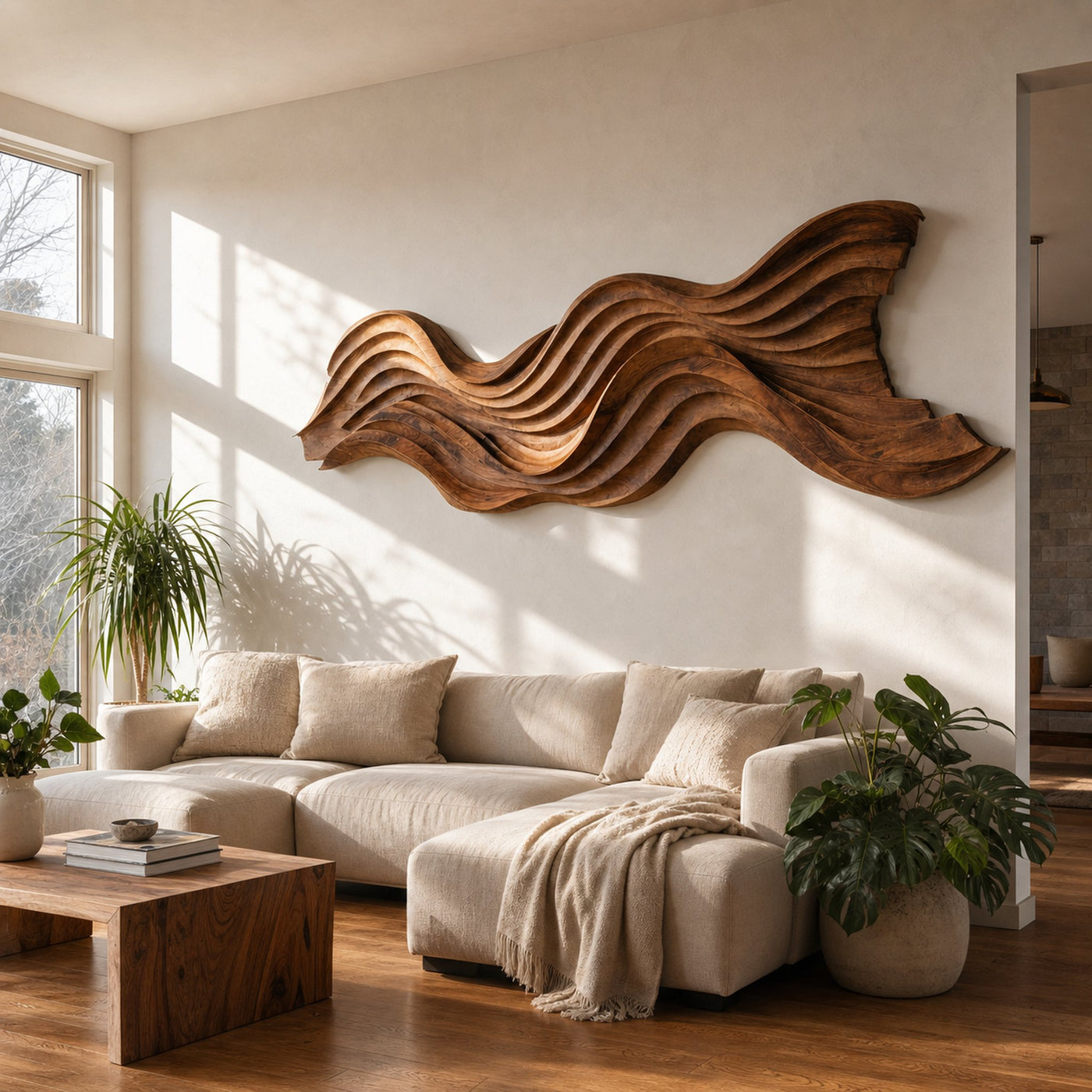 Modern Organic Flowing Wave Sculpture For Minimalist Home
