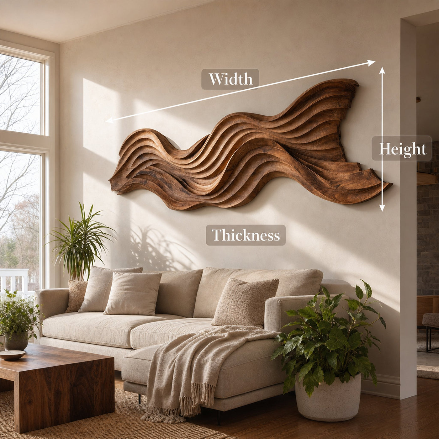 Modern Organic Flowing Wave Sculpture For Minimalist Home - product view 8