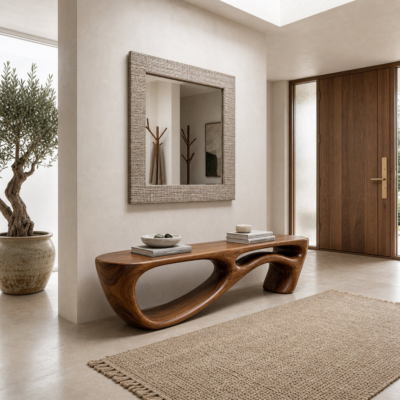 Modern Organic Natural Wood Bench For Entryway Decor - product view 6