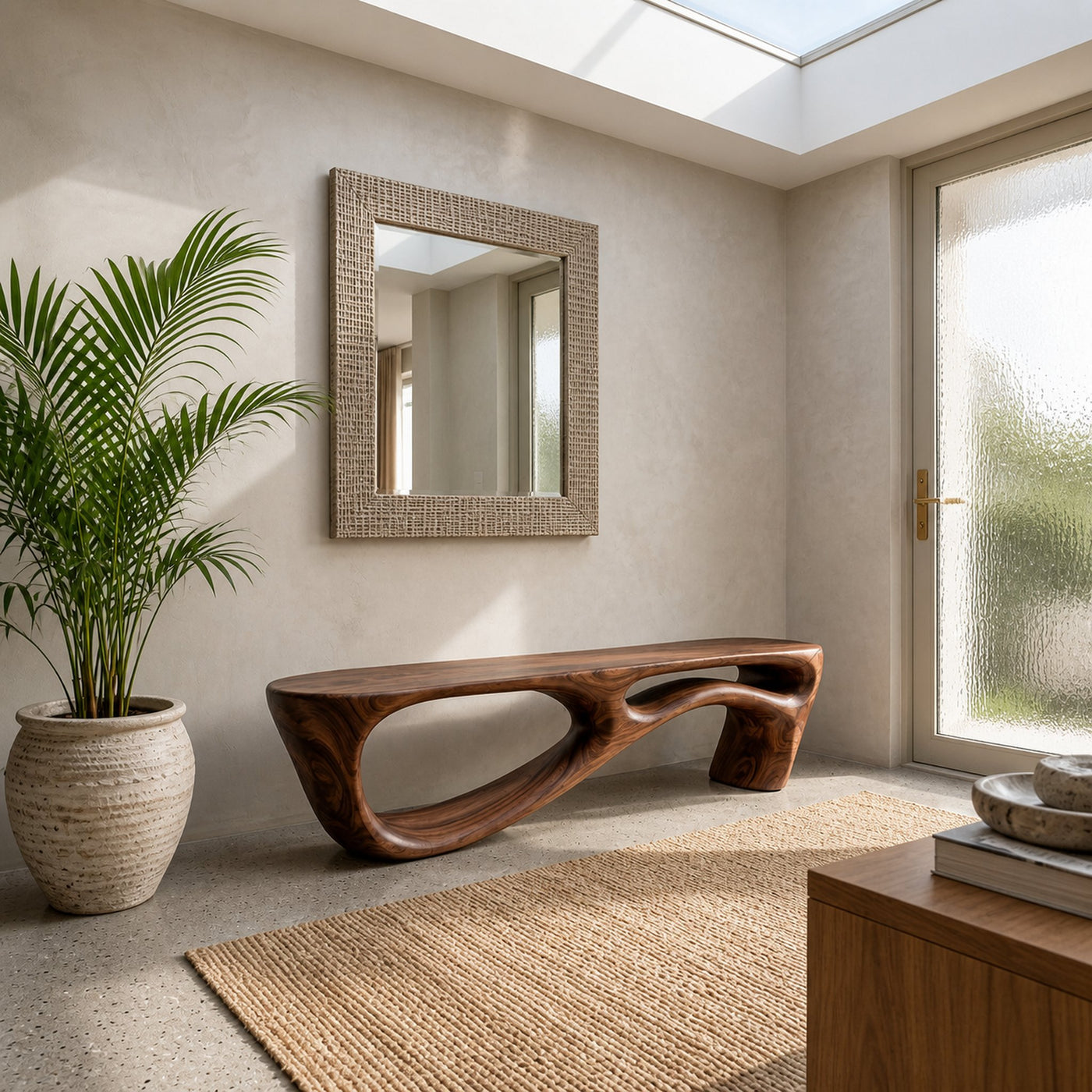 Modern Organic Natural Wood Bench For Entryway Decor - product view 7
