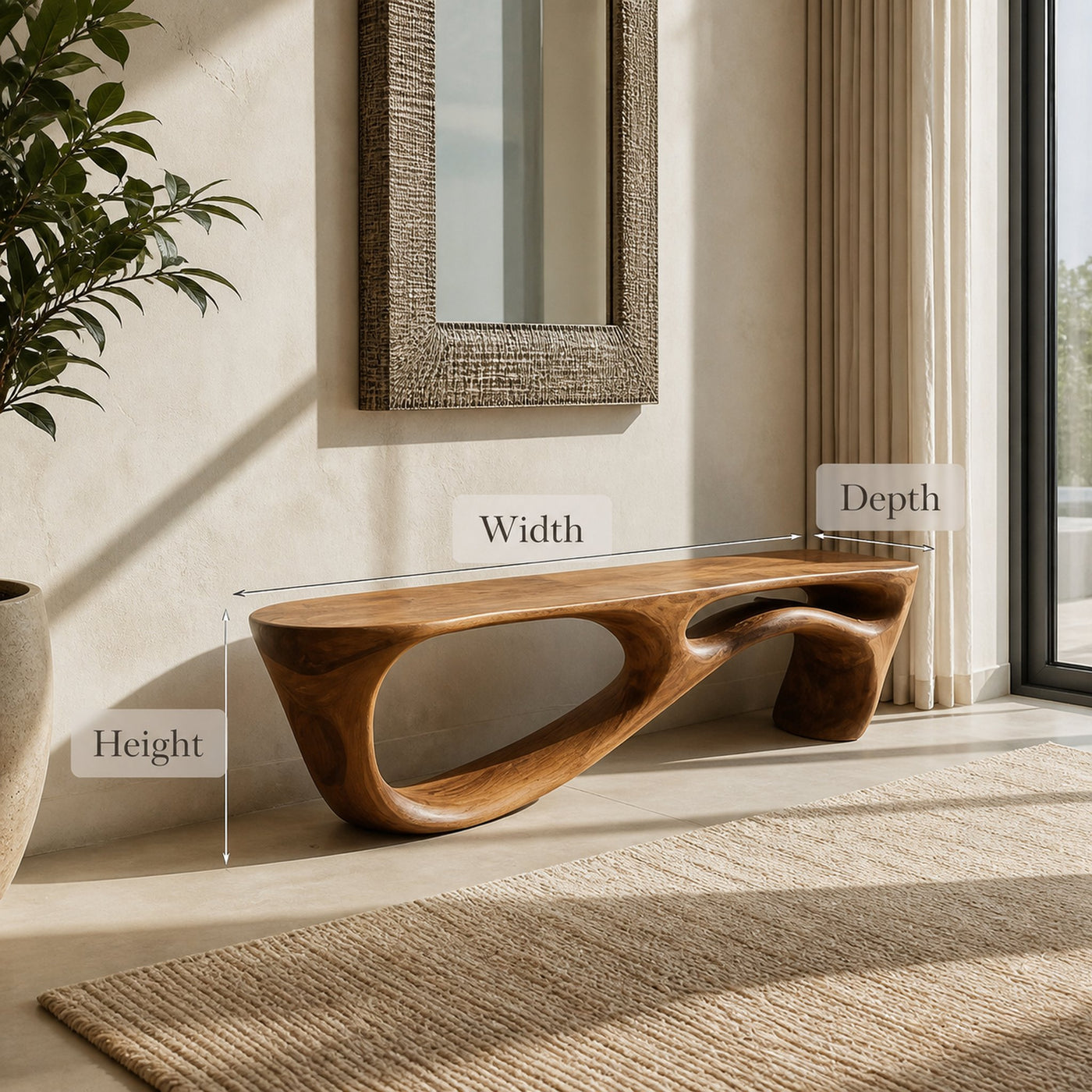 Modern Organic Natural Wood Bench For Entryway Decor - product view 8