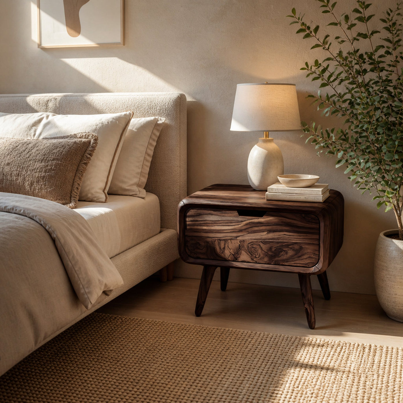 Modern Organic Nightstand With Rounded Edge For Bedroom - product view 7
