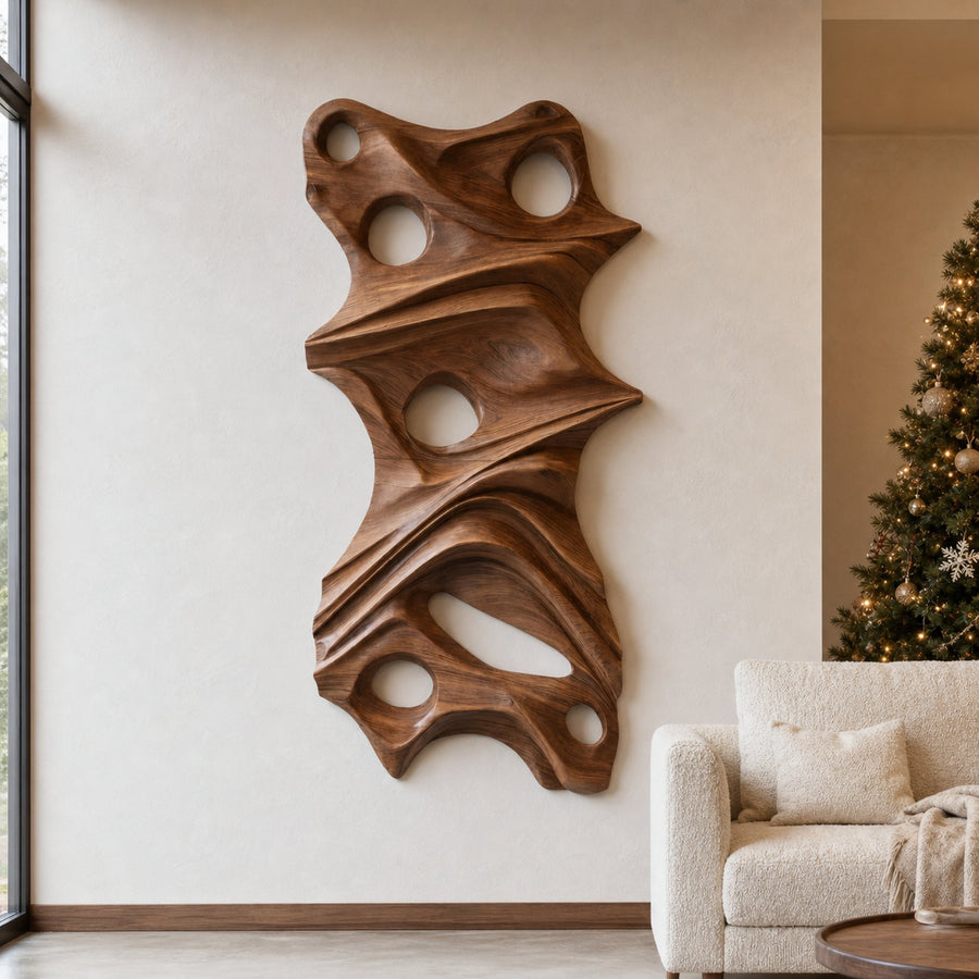 Modern Organic Sculptural Wall Art Panel For Holiday