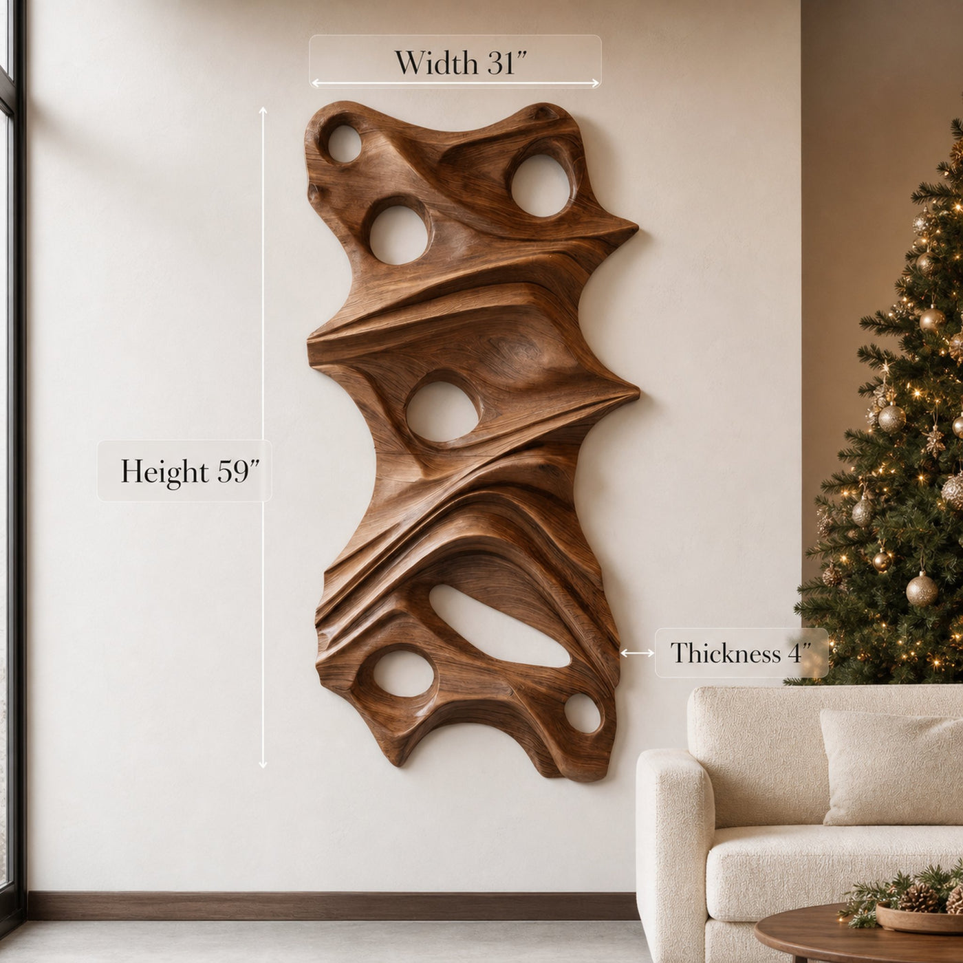 Modern Organic Sculptural Wall Art Panel For Holiday - product view 6