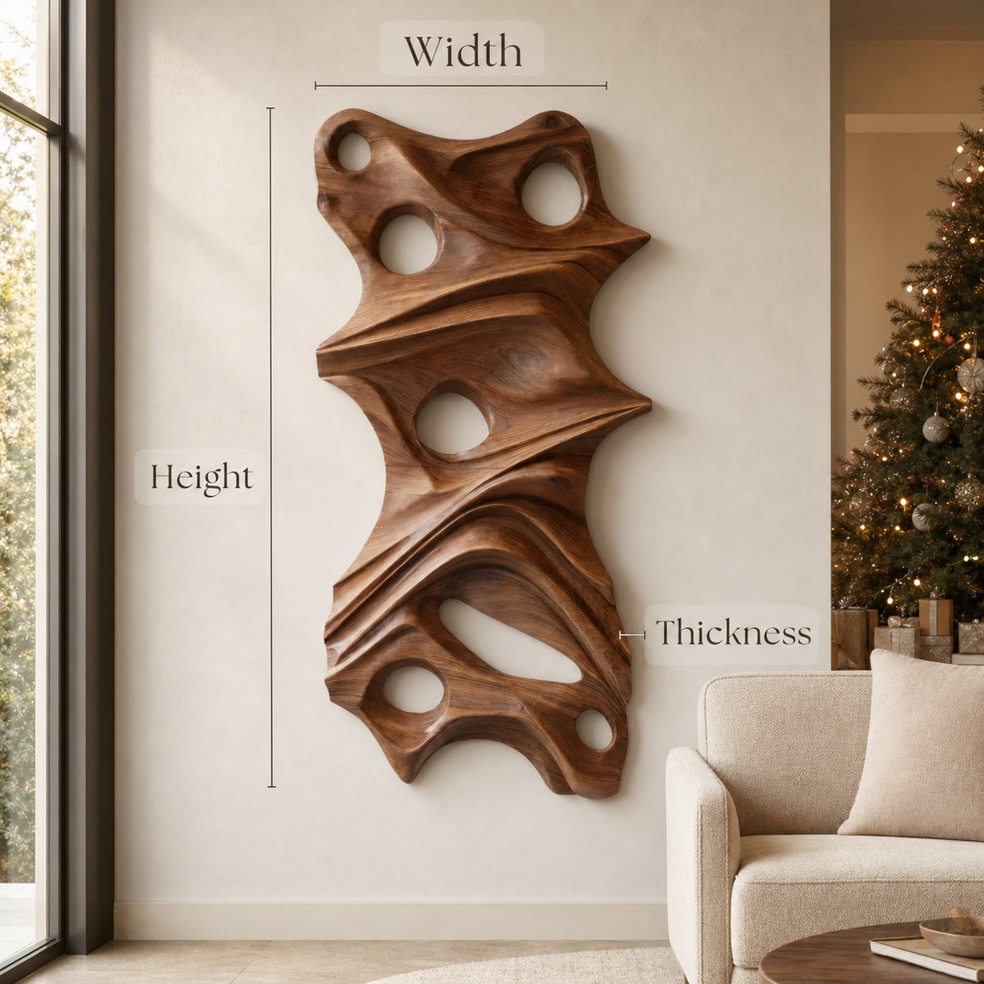 Modern Organic Sculptural Wall Art Panel For Holiday - product view 7