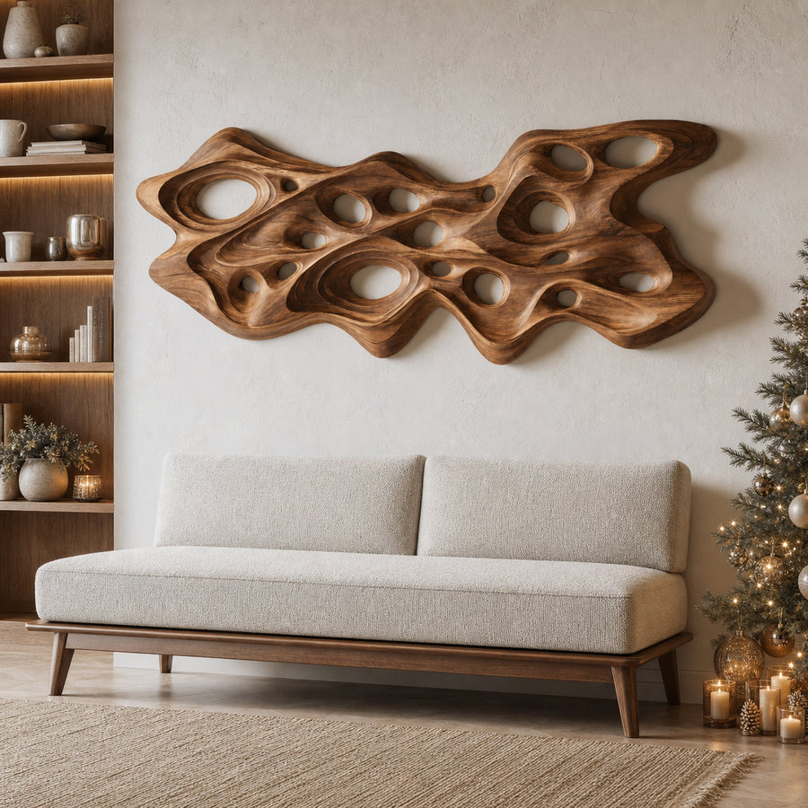 Modern Organic Sculptural Wall Art Panel For Holiday Decoration