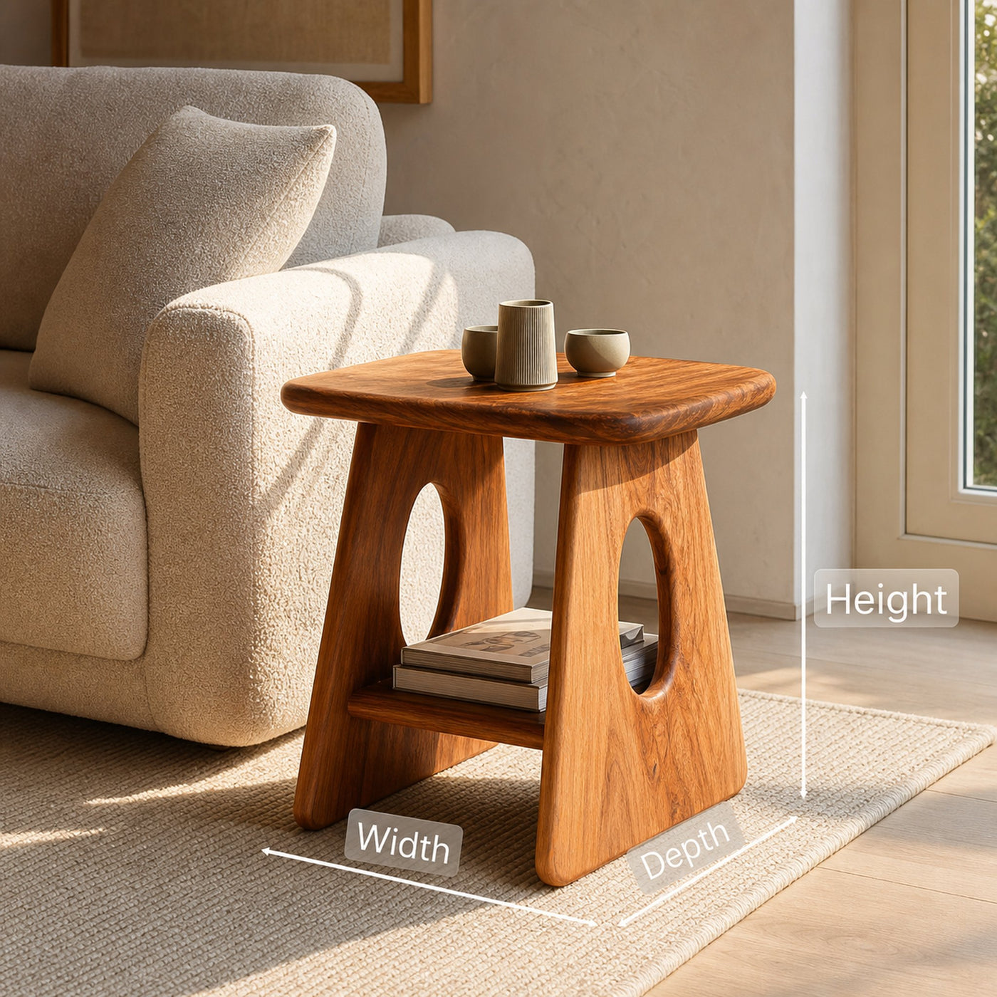 Modern Organic Sculptural Wooden Side Table For Home Interior - product view 6