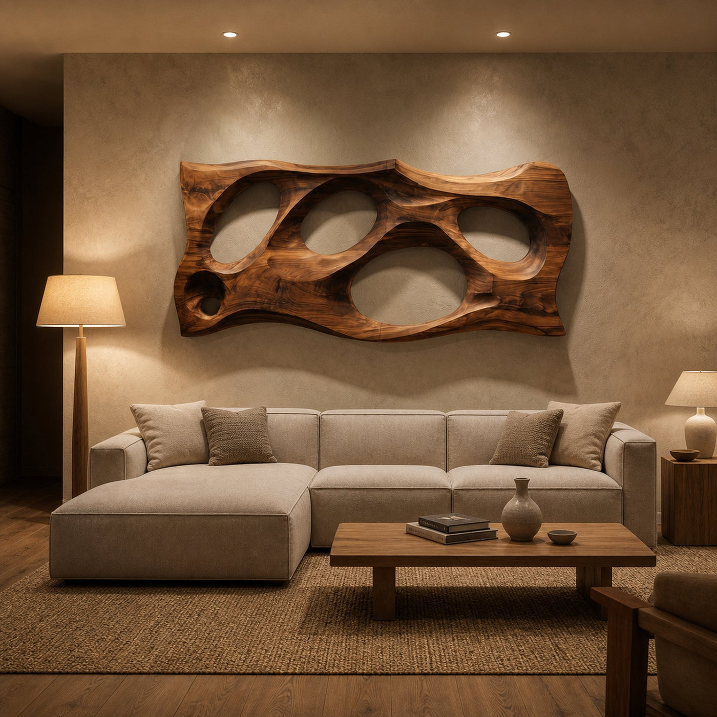 Modern Organic Sculpture Wood Wall Art For Living Room