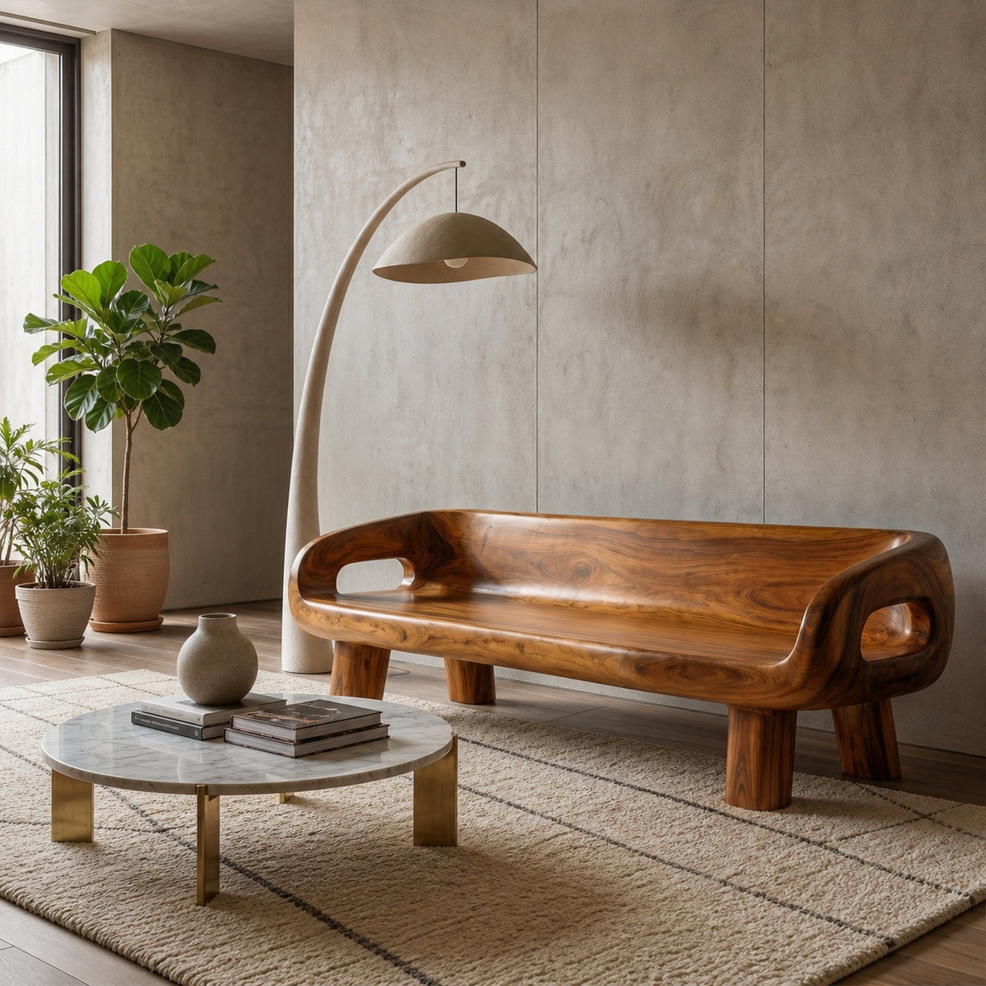 Modern Organic Sofa Frame With Curved Solid Wood Design For Living Room - product view 6