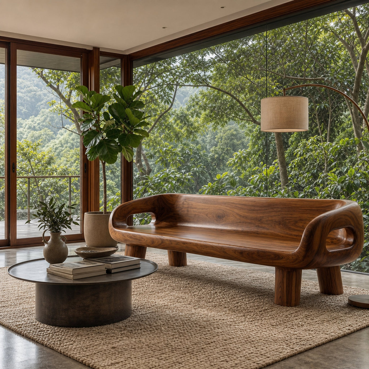Modern Organic Sofa Frame With Curved Solid Wood Design For Living Room - product view 7