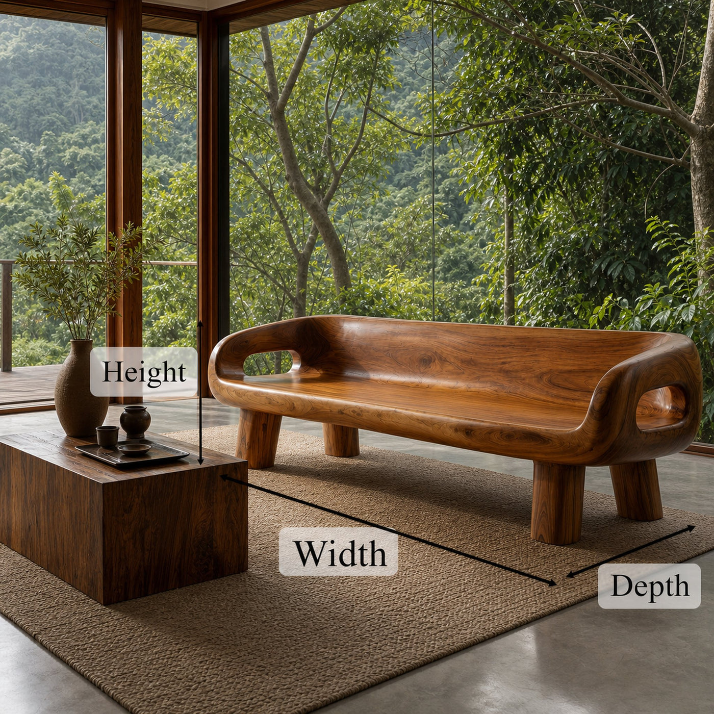 Modern Organic Sofa Frame With Curved Solid Wood Design For Living Room - product view 8