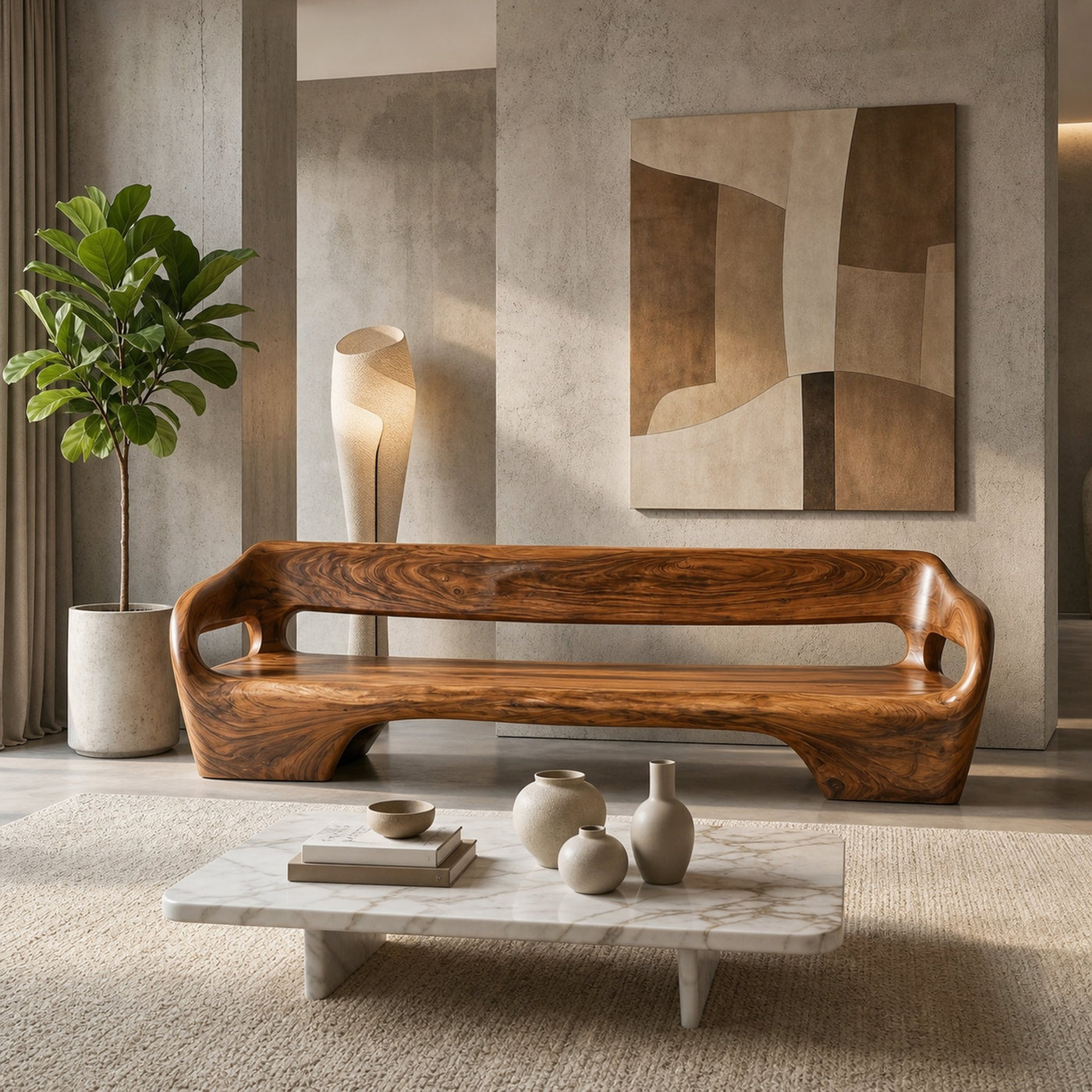 Modern Organic Sofa Frame With Sculptural Solid Wood Design For Living Room - product view 6