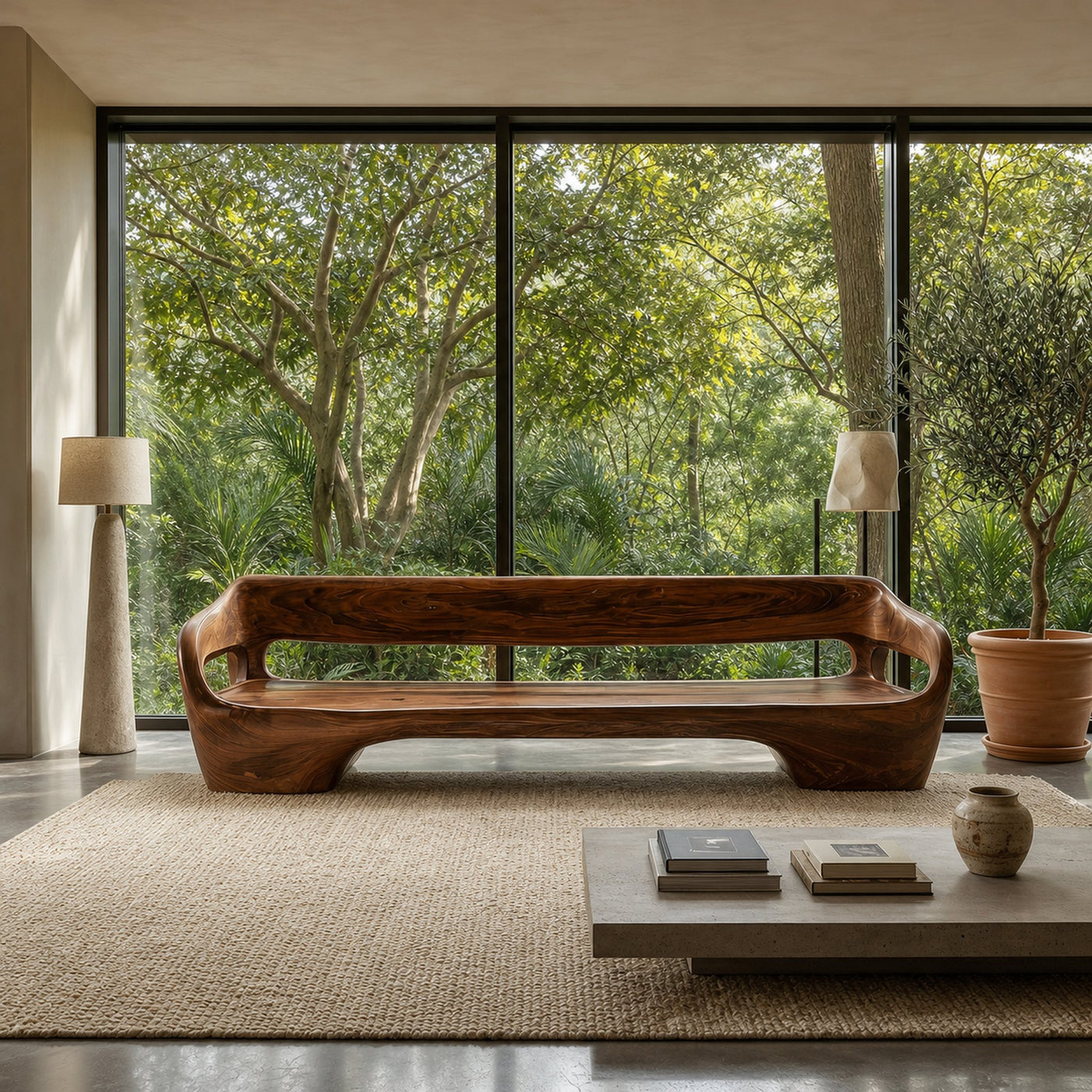 Modern Organic Sofa Frame With Sculptural Solid Wood Design For Living Room - product view 7