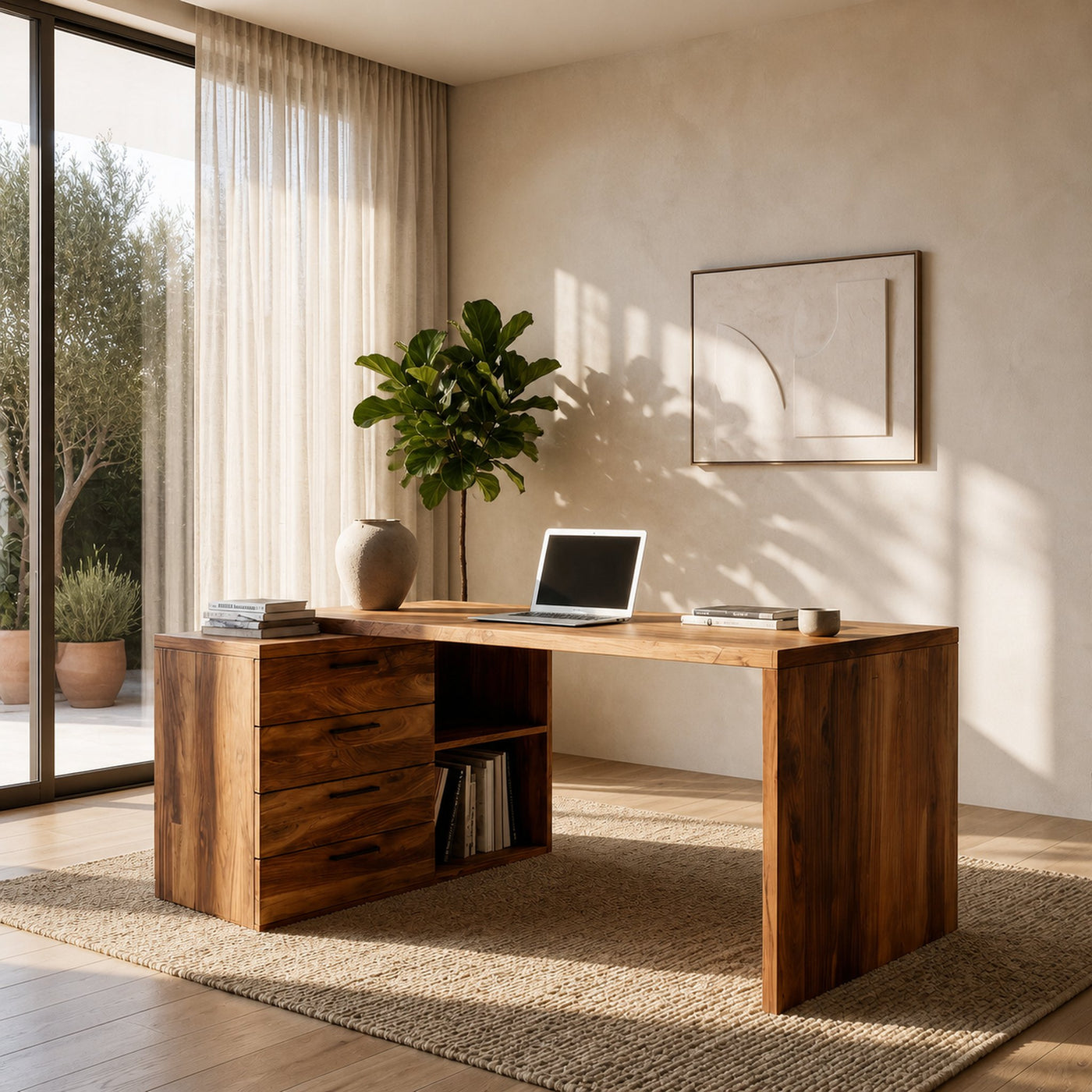Modern Organic Solid Wood Desk For Home Office