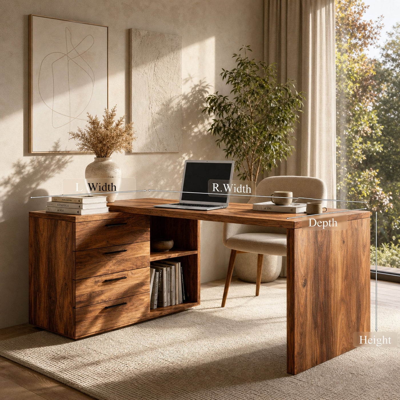 Modern Organic Solid Wood Desk For Home Office - product view 6