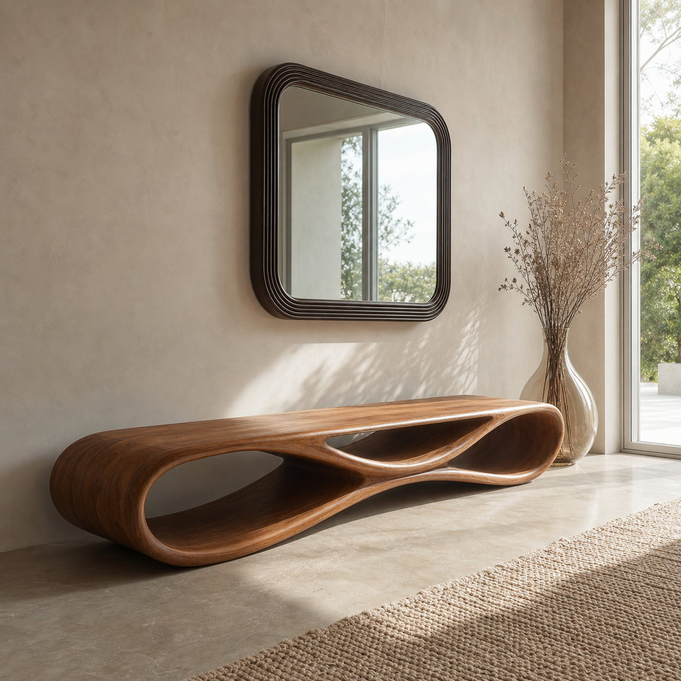 Modern Organic Wood Bench For Elegant Home Entryway - product view 6