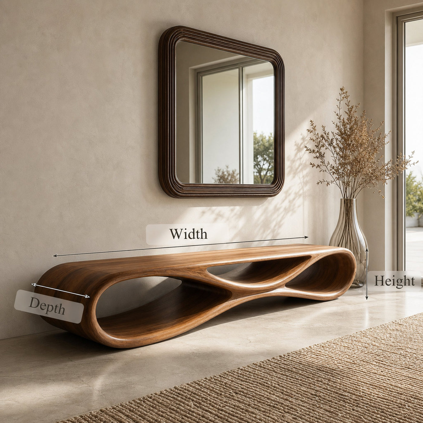 Modern Organic Wood Bench For Elegant Home Entryway - product view 8