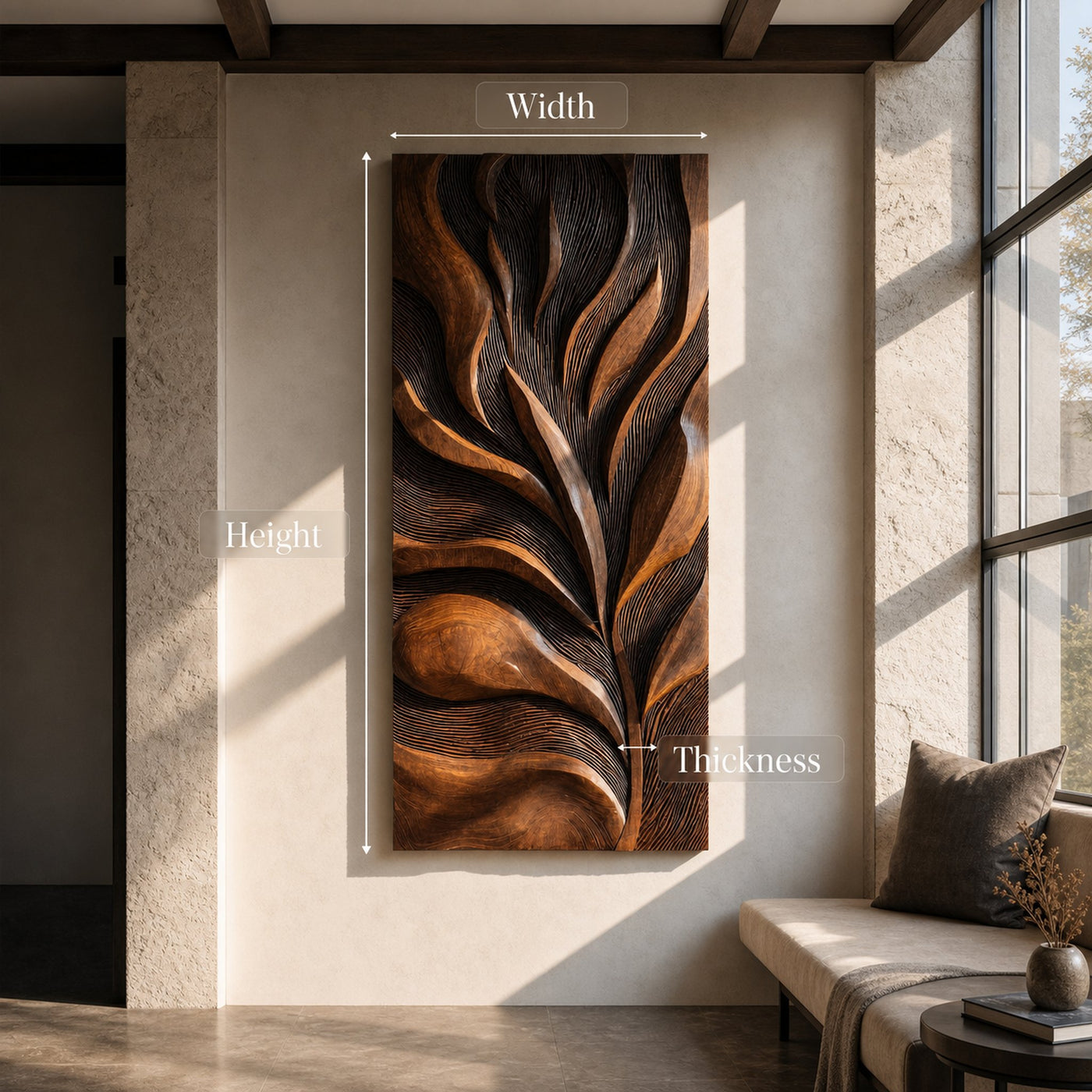 Modern Organic Wooden Feather Wall Panel For Living Room - product view 6