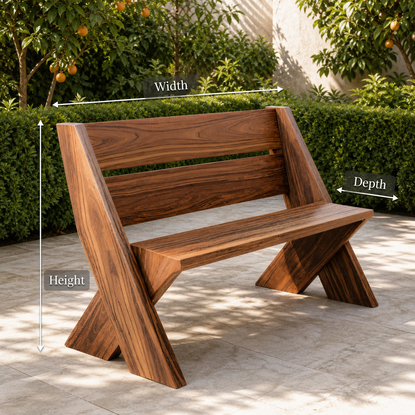 Modern Outdoor Bench With Angled Legs For Garden Patio And Backyard - product view 8