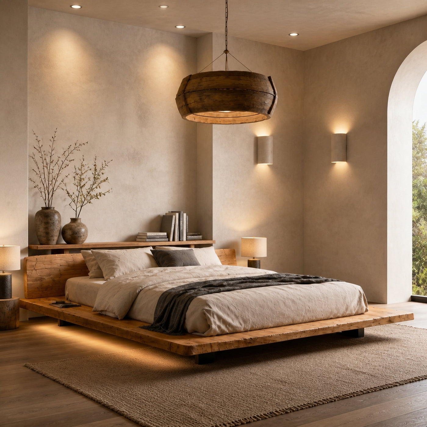 Modern Platform Bed Frame With Floating Design And Upholstered Headboard For Bedroom - product view 6