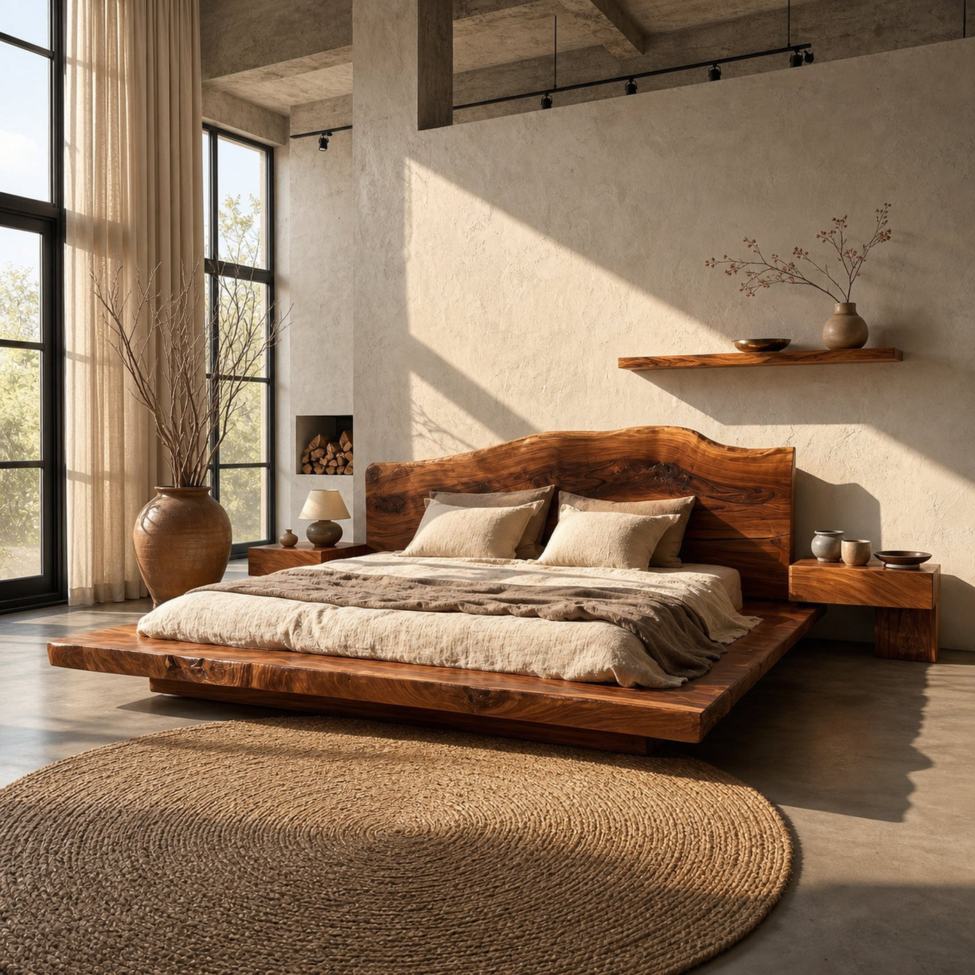 Modern Platform Bed Frame With Low Profile Solid Wood Design For Bedroom - product view 6
