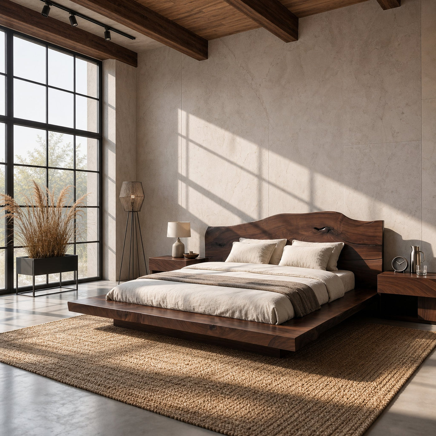 Modern Platform Bed Frame With Low Profile Solid Wood Design For Bedroom - product view 7