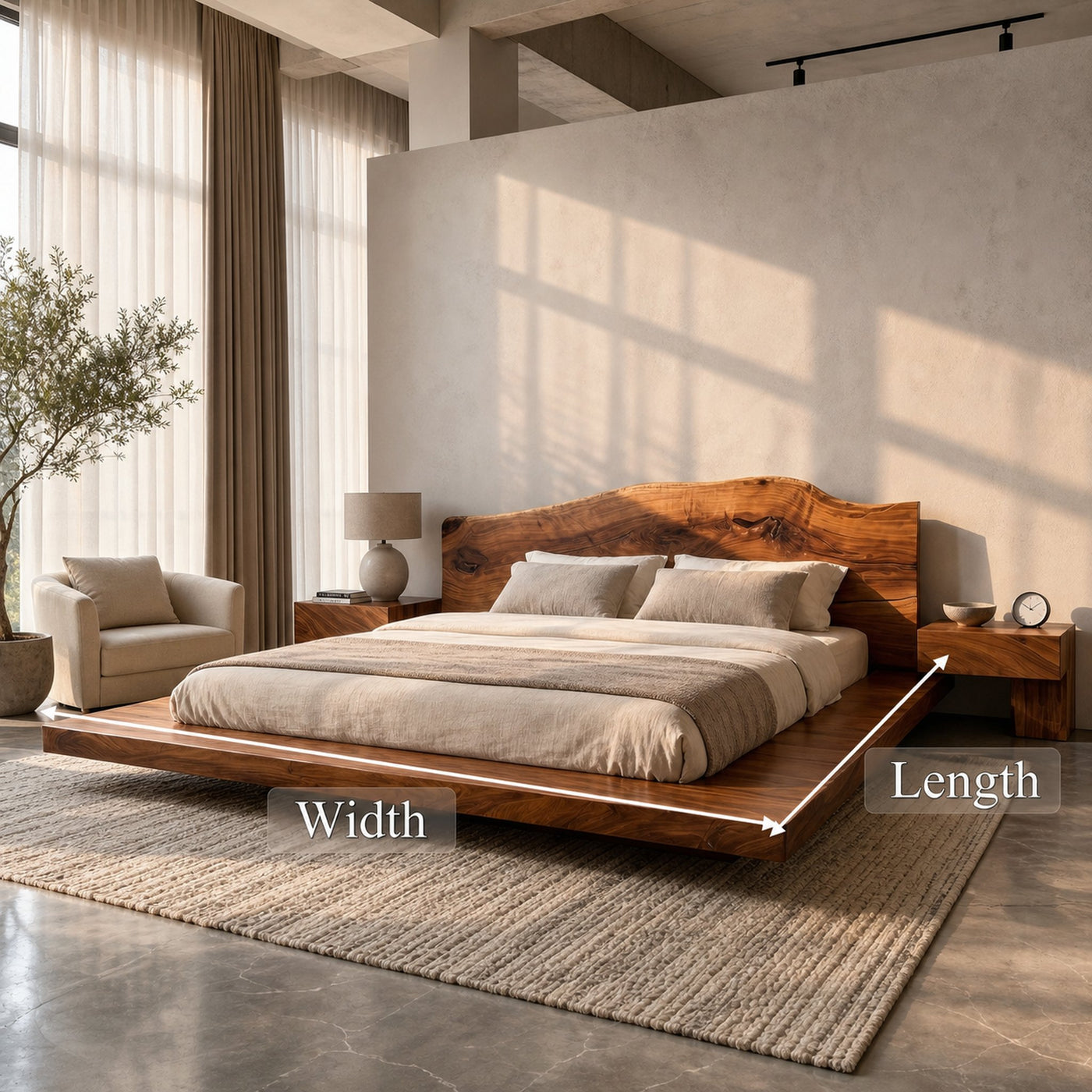 Modern Platform Bed Frame With Low Profile Solid Wood Design For Bedroom - product view 8