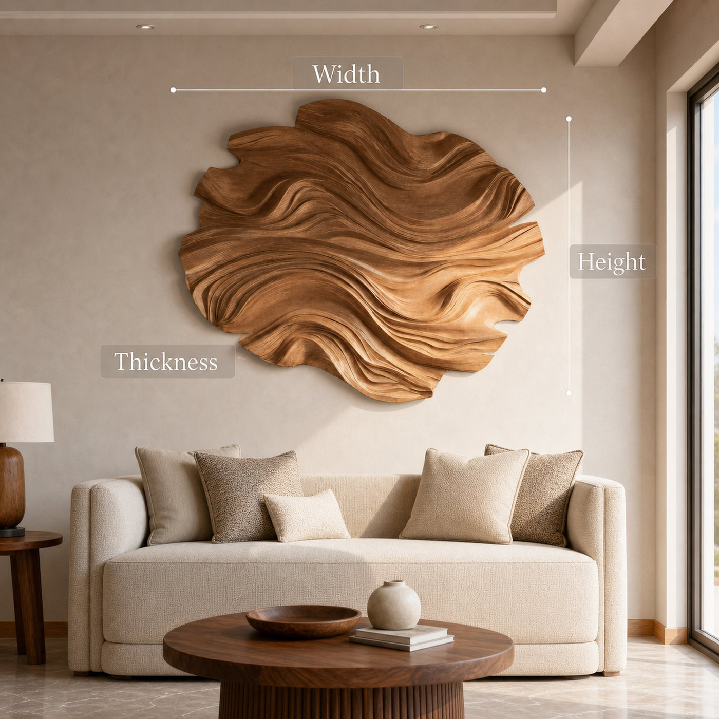 Modern Round Wave Flow Carved Artwork For Living Room - product view 6