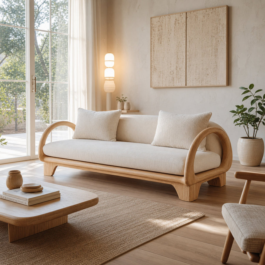 Modern Rounded Frame Lounge Sofa Living Room Or Studio