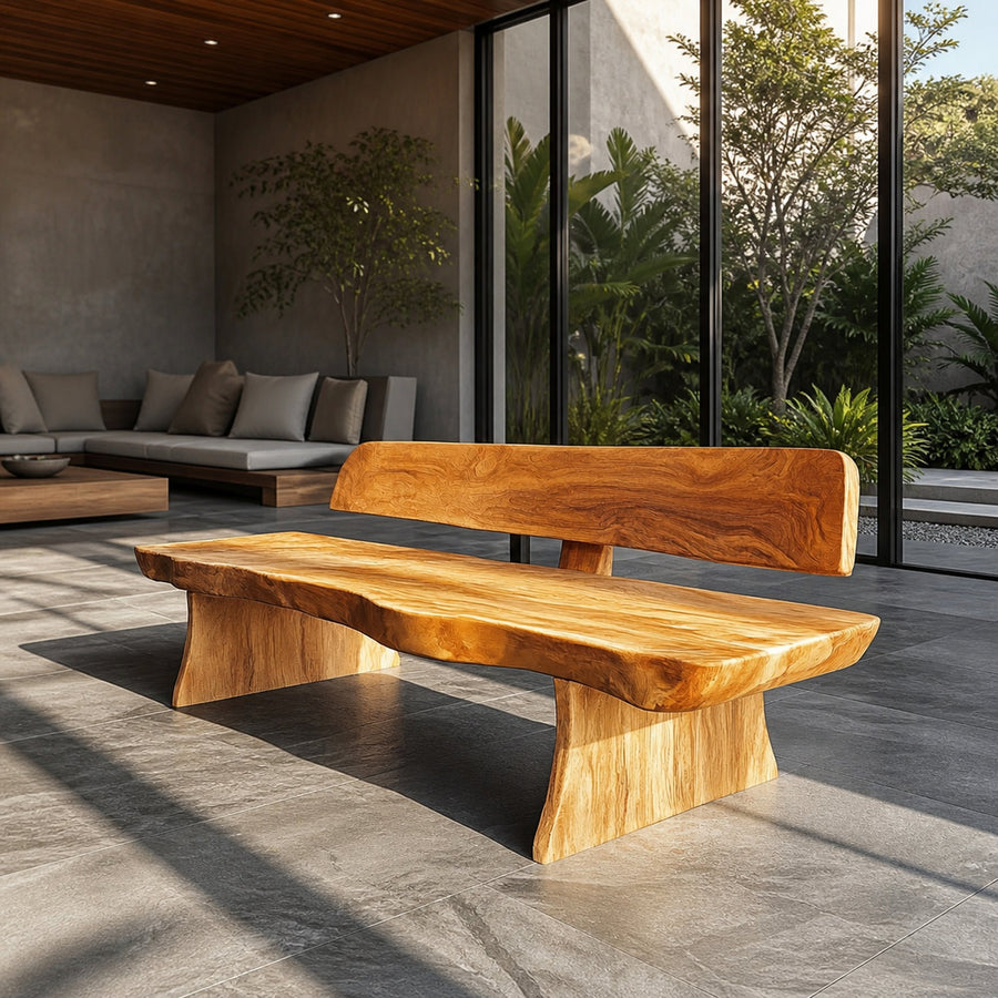 Modern Rustic Wood Bench Patio Indoor Outdoor