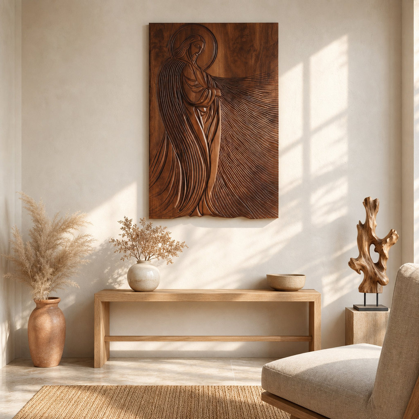 Modern Sacred Wood Carving Wall Art For Living Room - product view 6