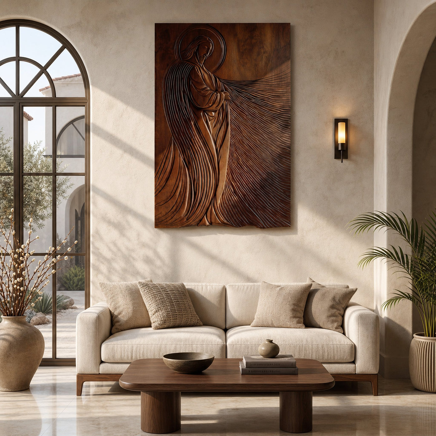 Modern Sacred Wood Carving Wall Art For Living Room - product view 7