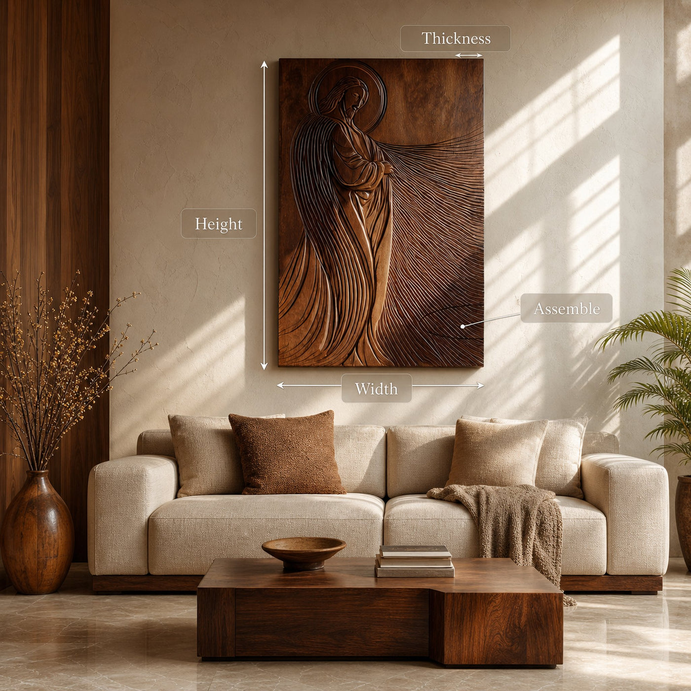 Modern Sacred Wood Carving Wall Art For Living Room - product view 8